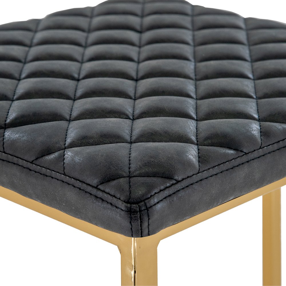 Quincy Quilted Stitched Leather Bar Stools With Gold Metal Frame. Picture 6