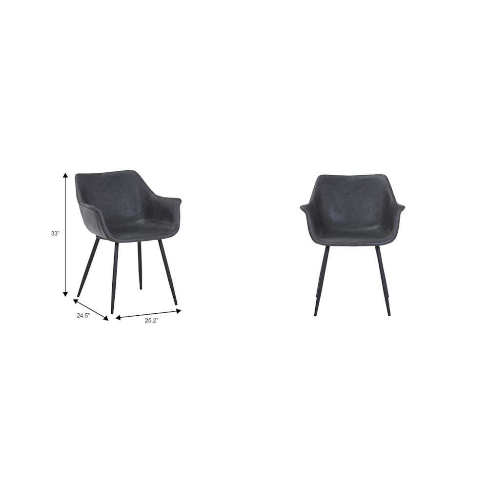 Markley Modern Leather Dining Arm Chair With Metal Legs. Picture 37