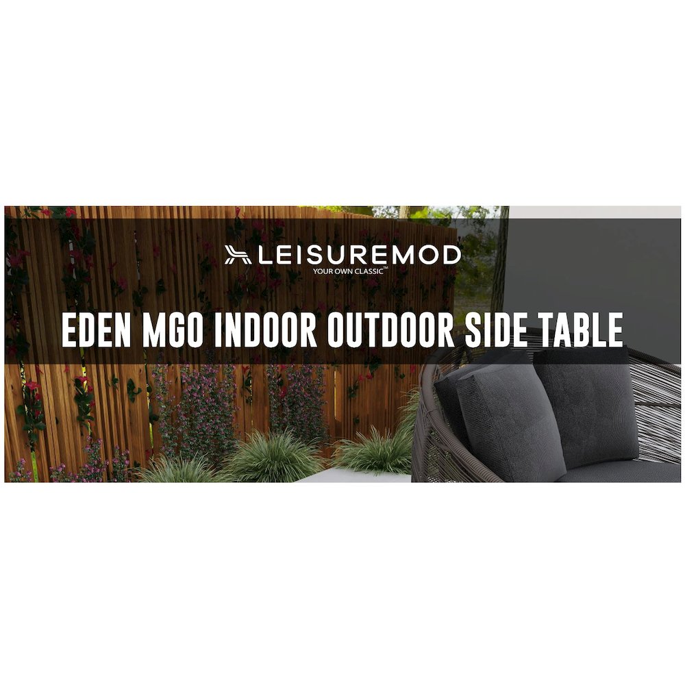 Eden Collection Fiberglass Outdoor Side Table in Grey. Picture 22