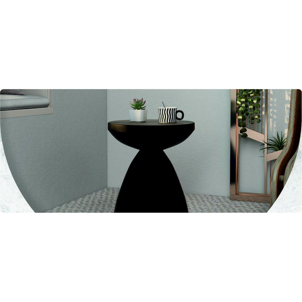 Dune Collection Fiberglass Outdoor Side Table in Black. Picture 28