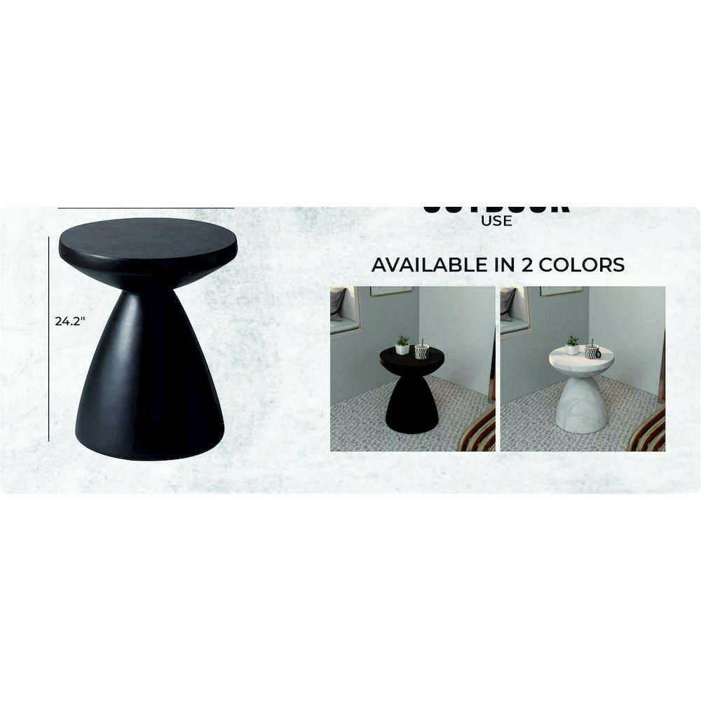 Dune Collection Fiberglass Outdoor Side Table in Black. Picture 25
