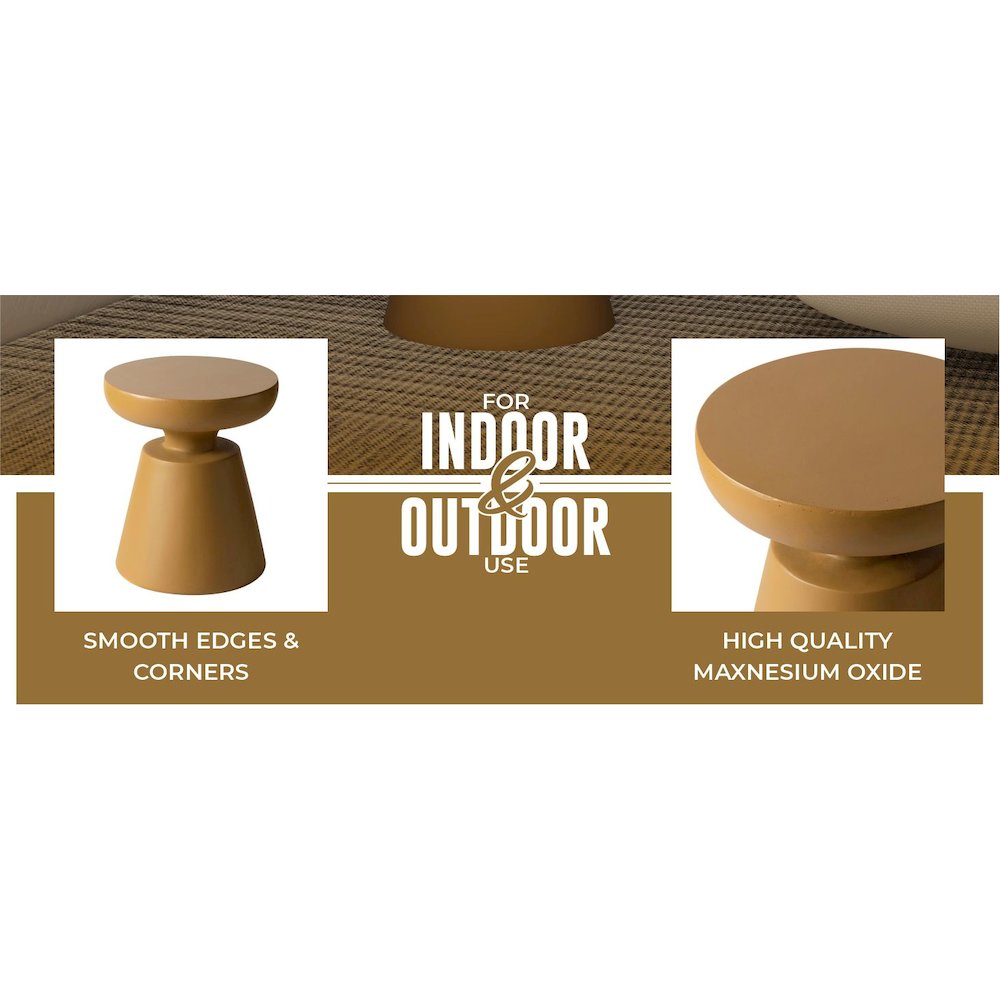 Isle Collection Fiberglass Outdoor Side Table in Brown. Picture 18