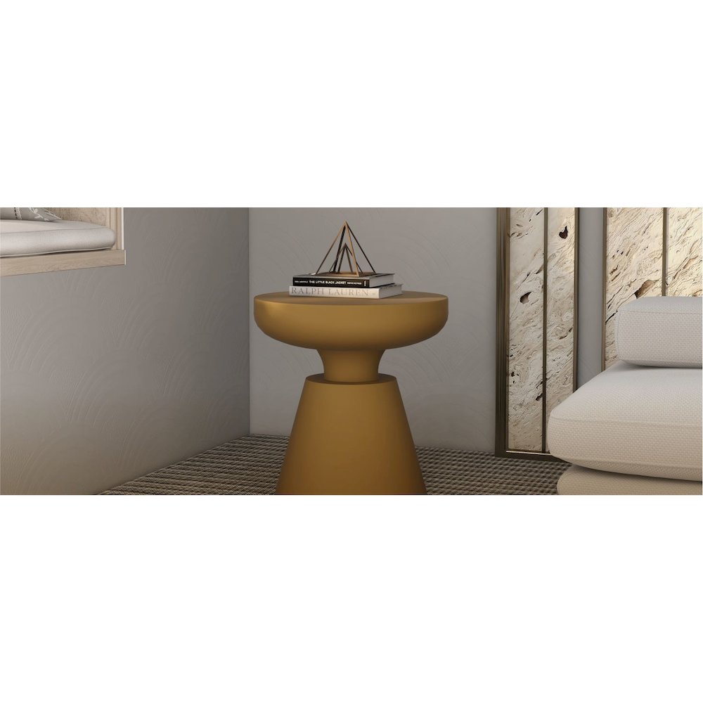 Isle Collection Fiberglass Outdoor Side Table in Brown. Picture 20
