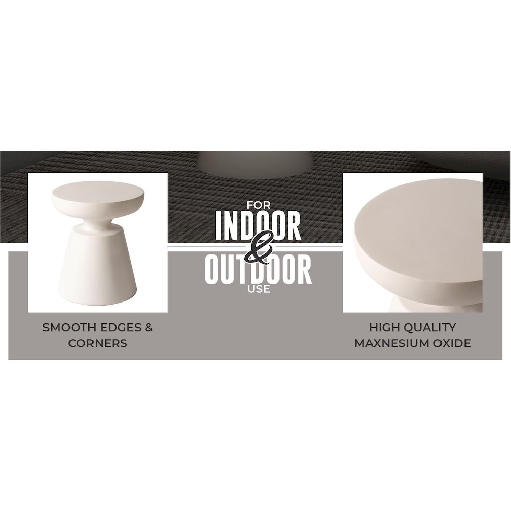 Isle Collection Fiberglass Outdoor Side Table in Cream. Picture 19