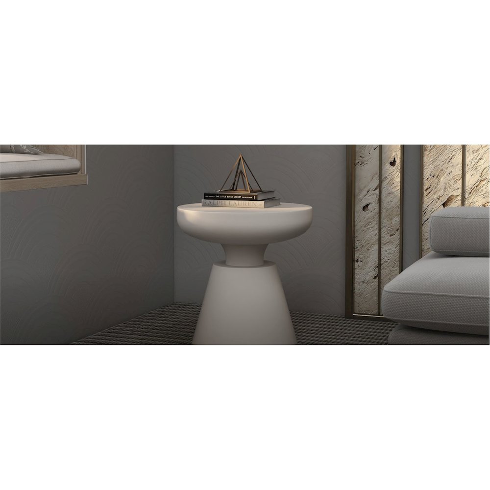 Isle Collection Fiberglass Outdoor Side Table in Cream. Picture 21