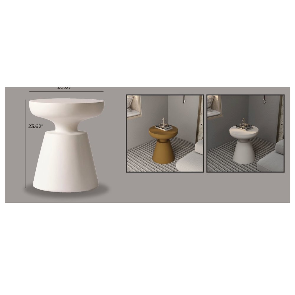 Isle Collection Fiberglass Outdoor Side Table in Cream. Picture 18