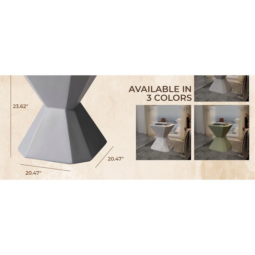 Azure Collection Fiberglass Outdoor Side Table in Grey. Picture 28