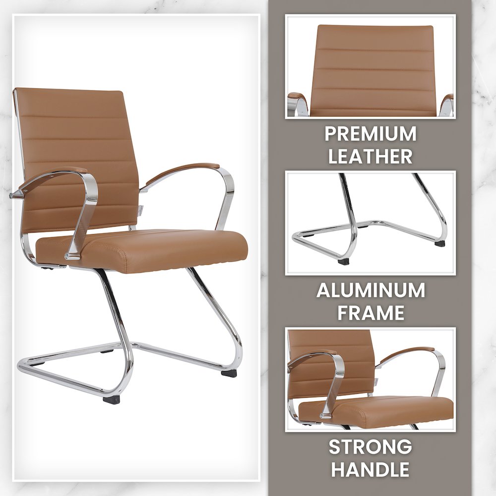 Benmar Home Leather Guest Office Chair in Charcoal. Picture 315