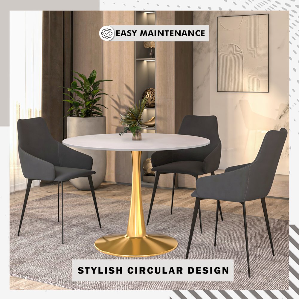 Bristol 40" round dining table Gold Base With White Top. Picture 13