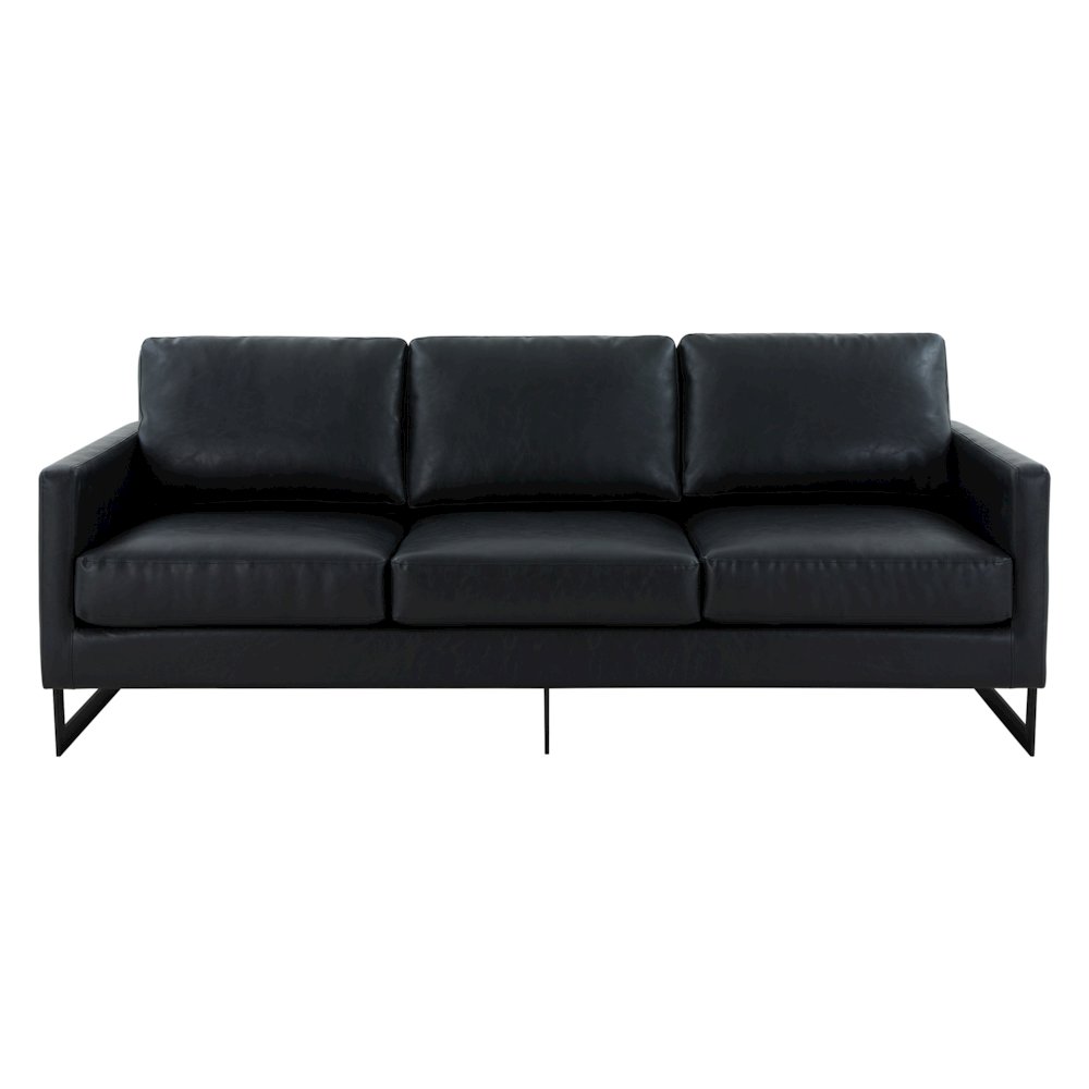Lincoln Black Leather Sofa With Black Frame. Picture 6