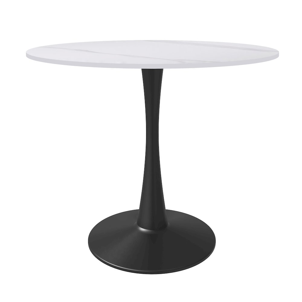 Bristol 35" round dining table Black base with White Sintered stone Top. Picture 7