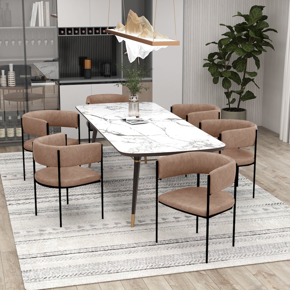 Cyril Collection Modern Chair in Light Brown Velvet. Picture 19