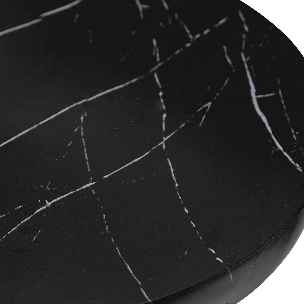 Isle Collection Fiberglass Outdoor Side Table in Marbled Black. Picture 13