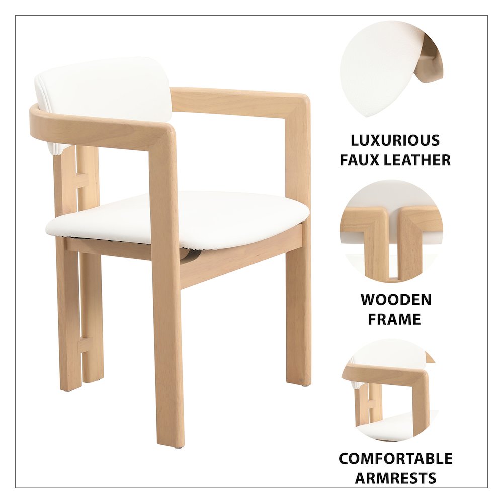 Velo Series Modern Dining Chair in Natrual Wood with White Seat. Picture 5
