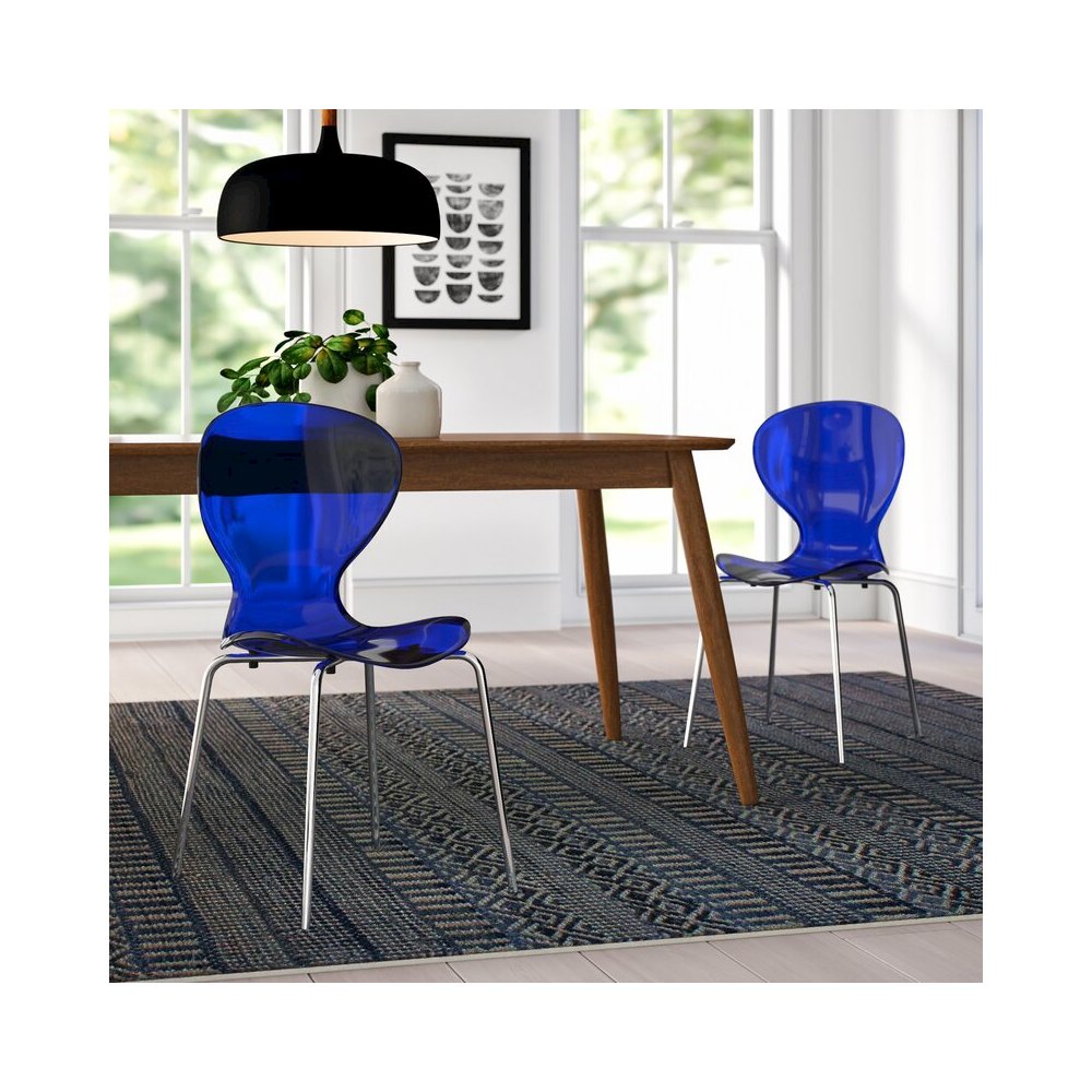 Modern Oyster Transparent Side Chair, Set of 2. Picture 3