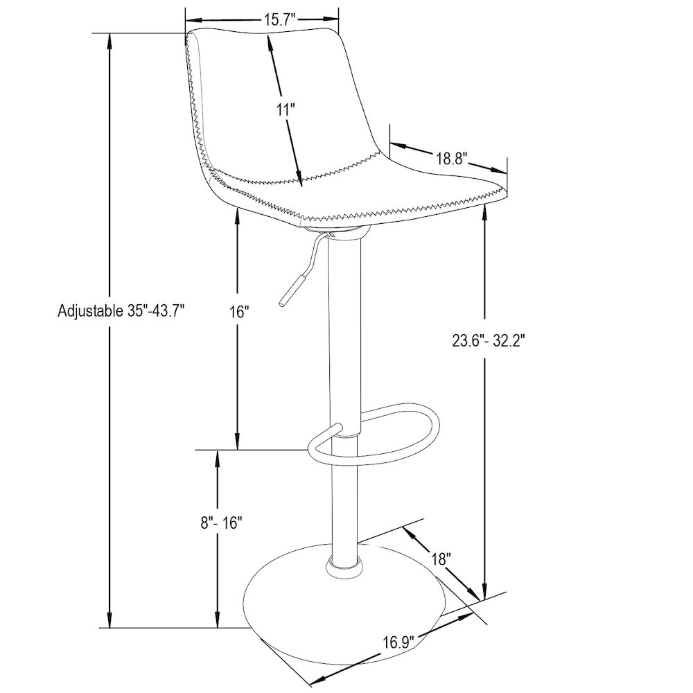 Tilbury Modern Adjustable Bar Stool in Charcoal Black. Picture 8