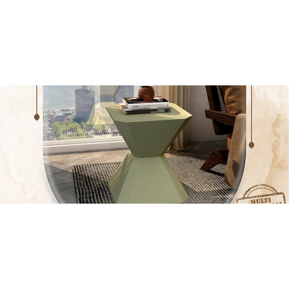 Azure Collection Fiberglass Outdoor Side Table in Olive Green. Picture 26