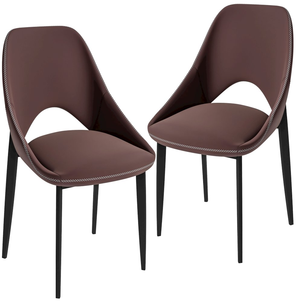Amalfi Collection Fabric Modern Dining Chair in Plum Purple - Set of 2. Picture 10