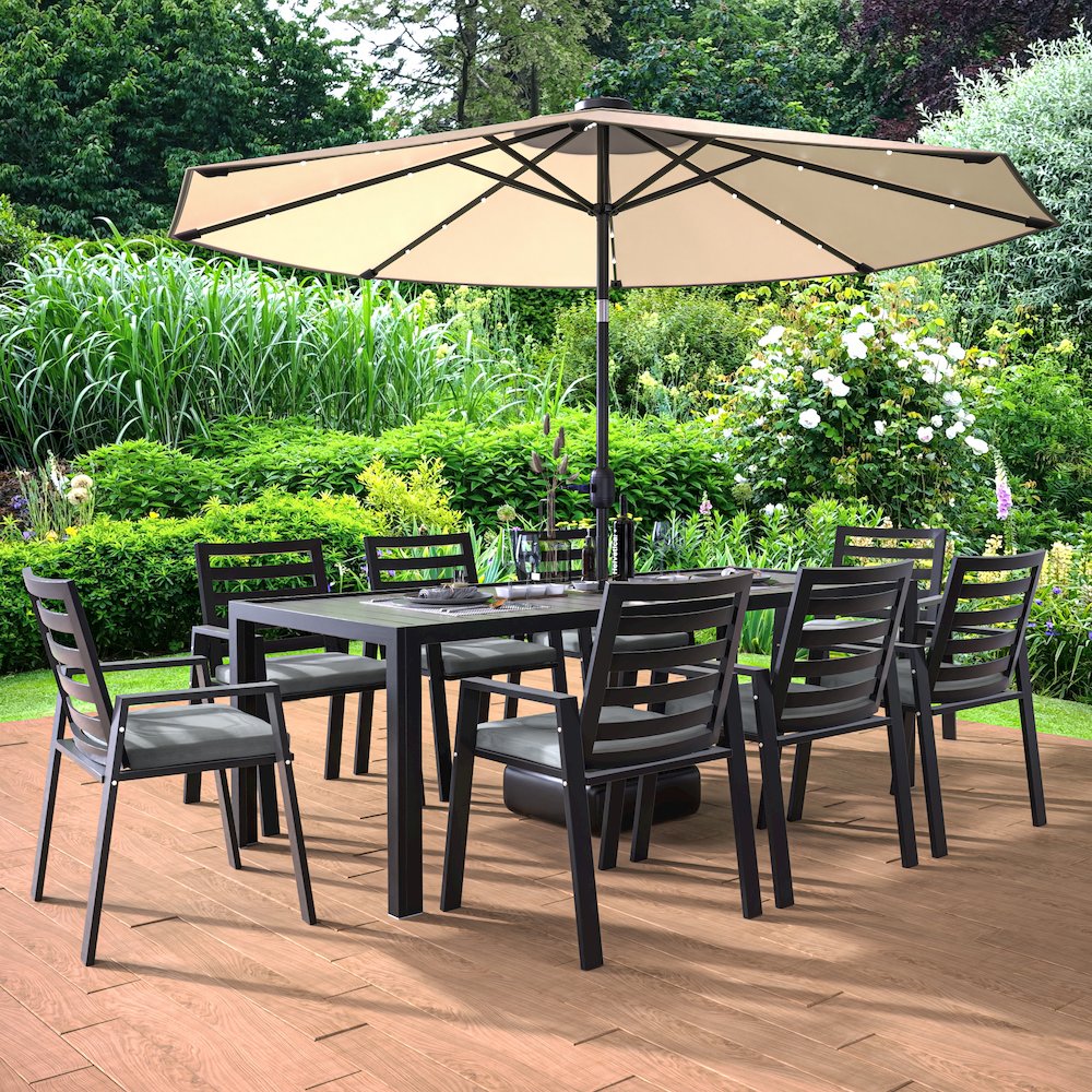 Chelsea Modern Patio Dining Armchair in Aluminum with Removable Cushions. Picture 28