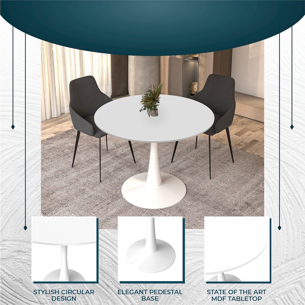 Bristol, 40" Round dining table in White. Picture 12