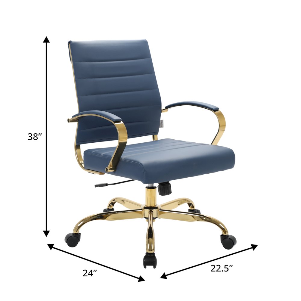 Benmar Home Leather Office Chair With Gold Frame. Picture 1