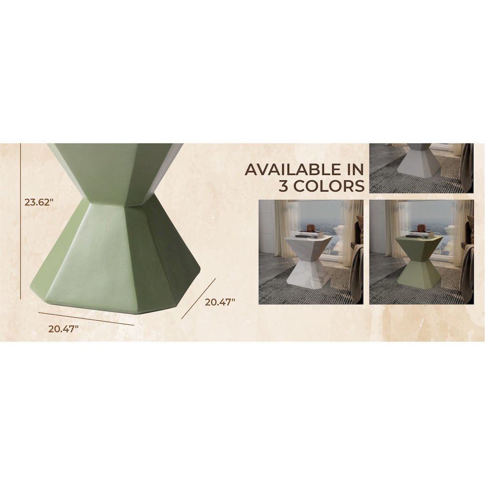 Azure Collection Fiberglass Outdoor Side Table in Olive Green. Picture 24