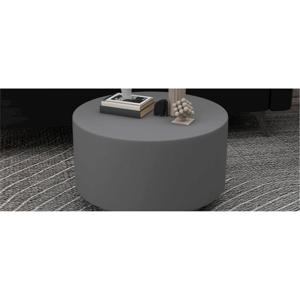Terra Collection Fiberglass Outdoor Coffee Table In Grey. Picture 34