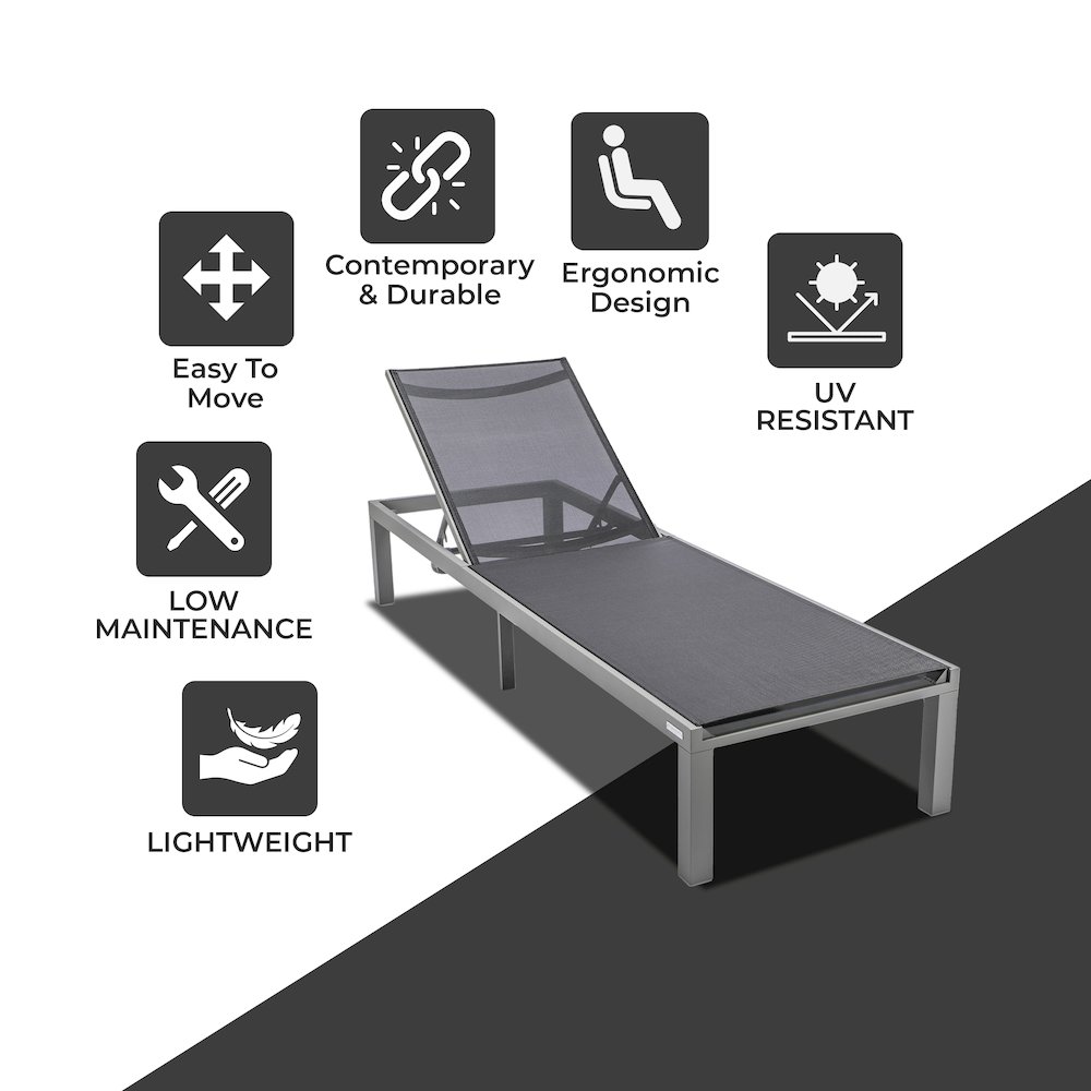 Marlin Patio Chaise Lounge Chair With Grey Aluminum Frame. Picture 7
