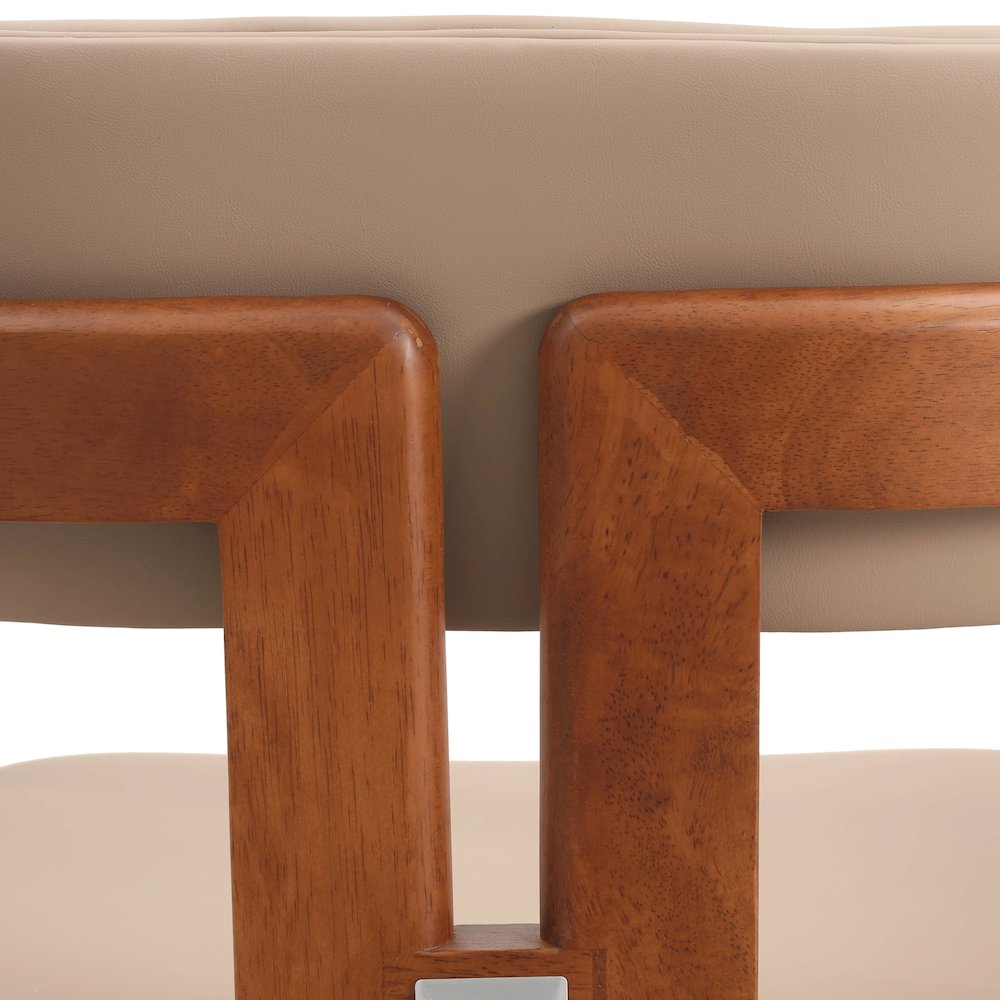 Velo Series Modern Dining Chair in Dark Natural Wood with Taupe Seat. Picture 12