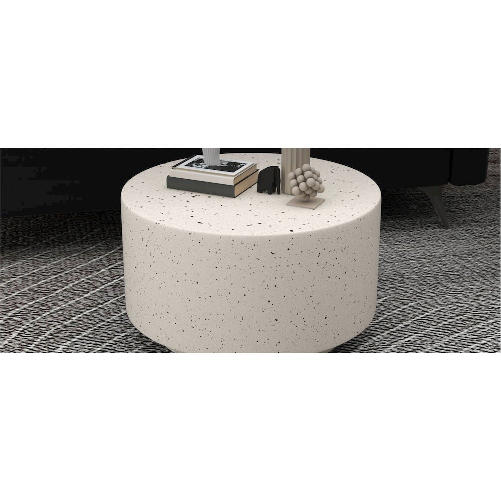 Terra Collection Fiberglass Outdoor Coffee Table In White. Picture 34