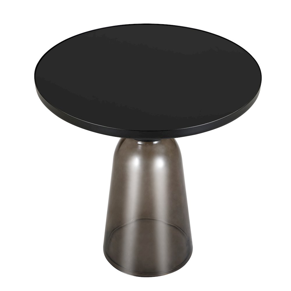 Tully Collection Glass side Table Grey glass, Black Rim with Black Glass top. Picture 6