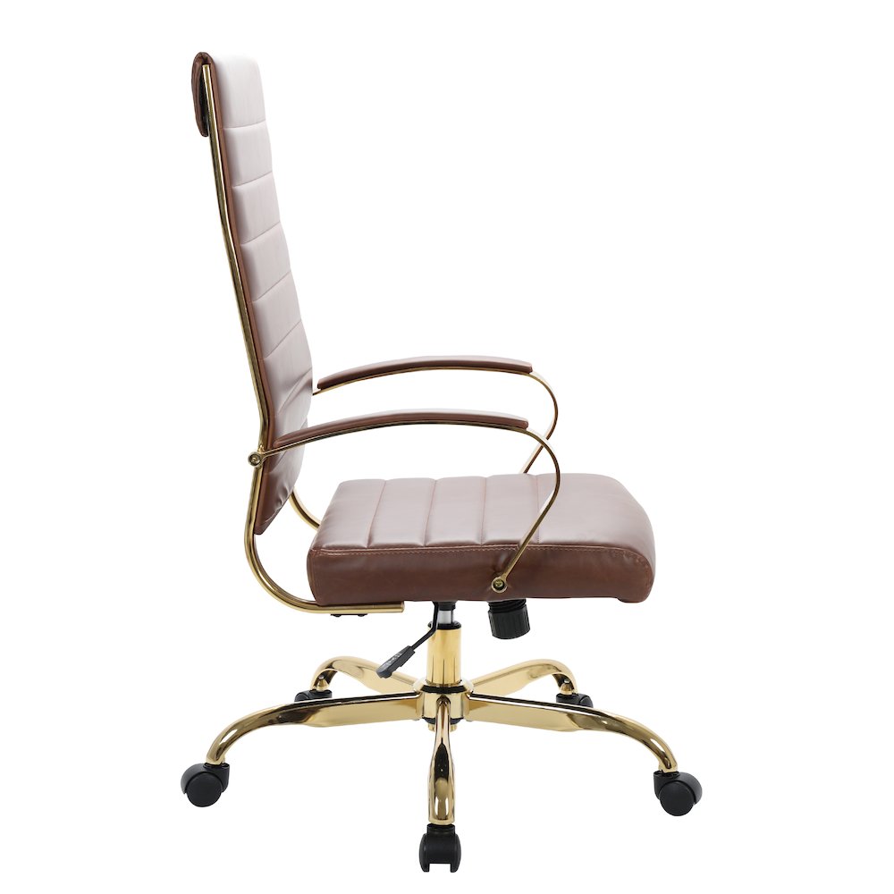 Benmar High-Back Leather Office Chair With Gold Frame. Picture 9
