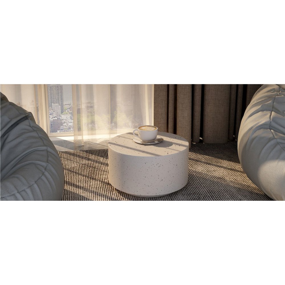 Terra Collection Fiberglass Outdoor Coffee Table In White. Picture 36