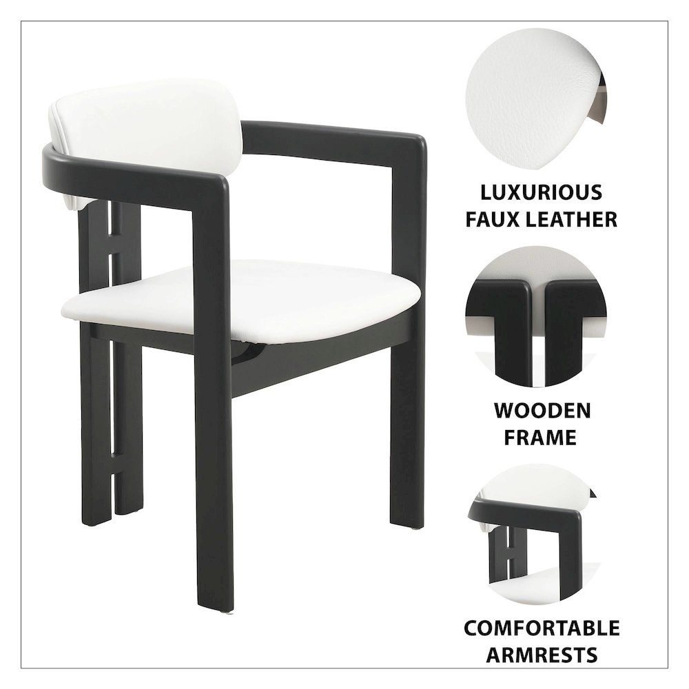 Velo Series Modern Dining Chair in Black Wood with Off White Seat. Picture 6