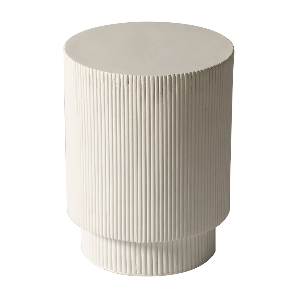 Eden Collection Fiberglass Outdoor Side Table in White. Picture 32