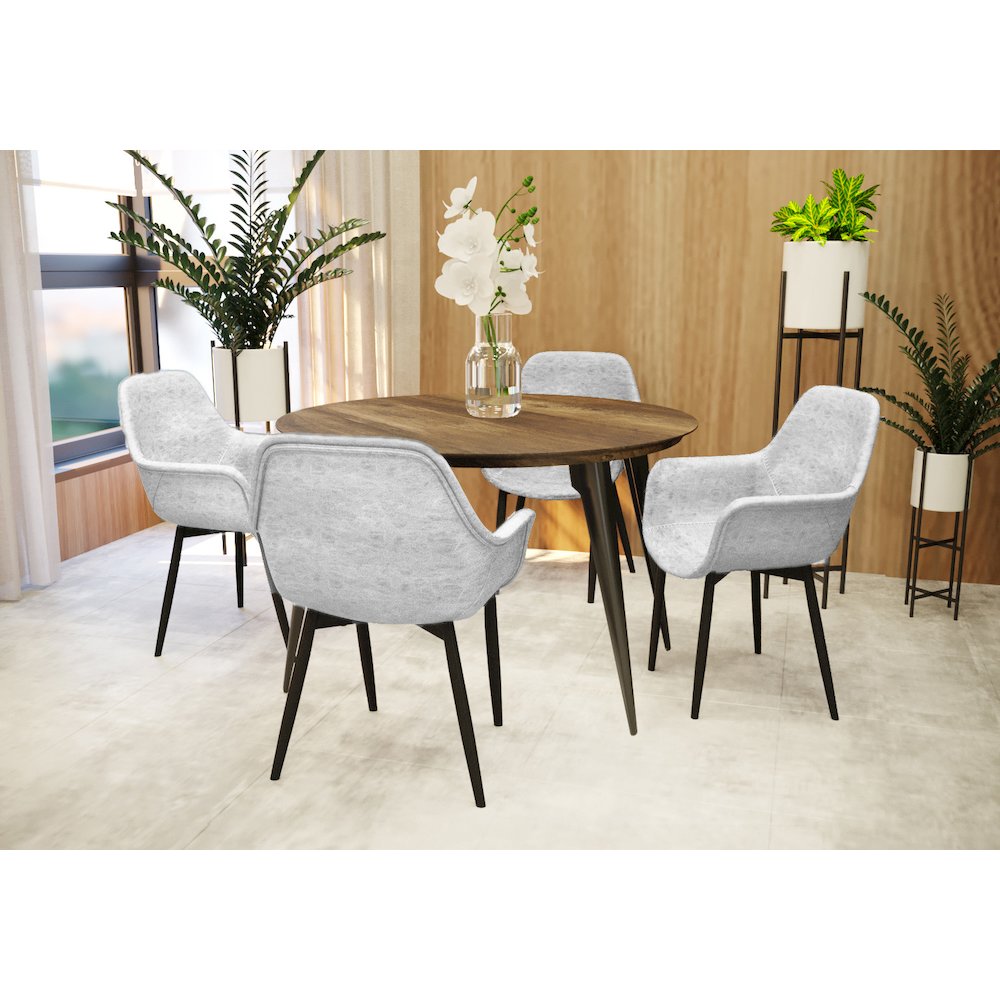 Markley Modern Leather Dining Arm Chair With Metal Legs. Picture 22