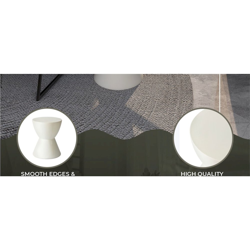 Loft Collection Fiberglass Outdoor Side Table in White. Picture 31