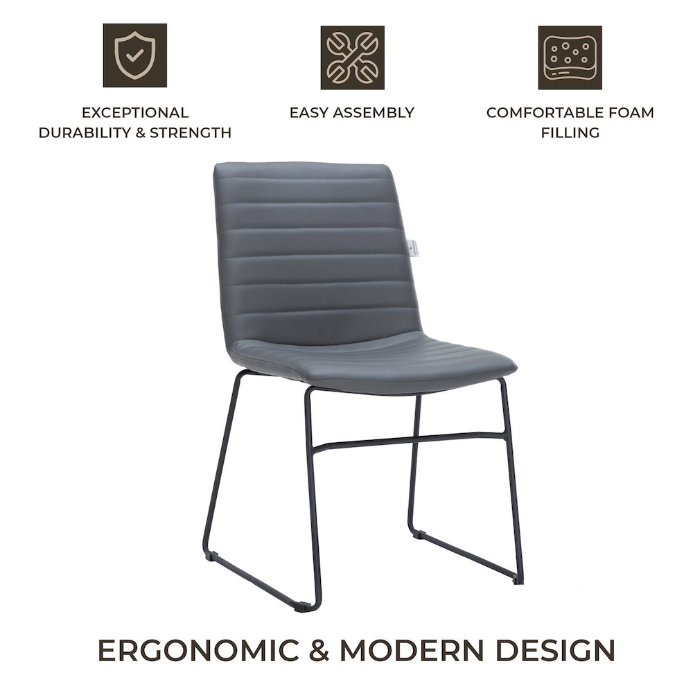 Zylar Series Office Guest Chair in Grey Leather. Picture 11