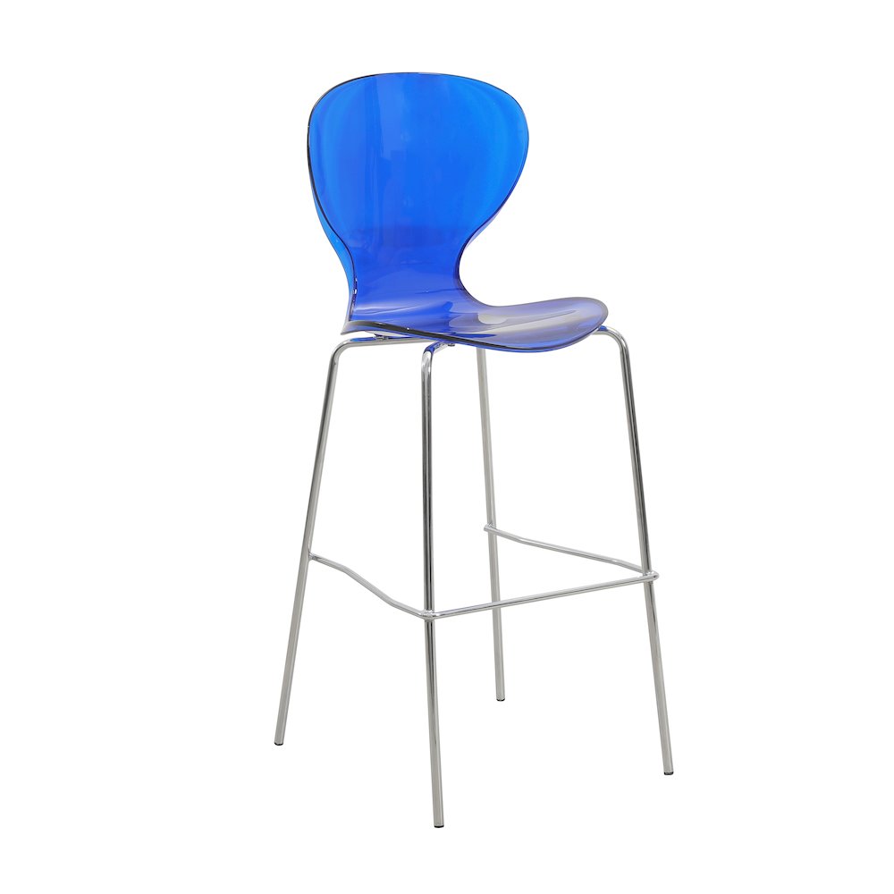 Oyster Acrylic Barstool in Transparent Blue. Picture 3