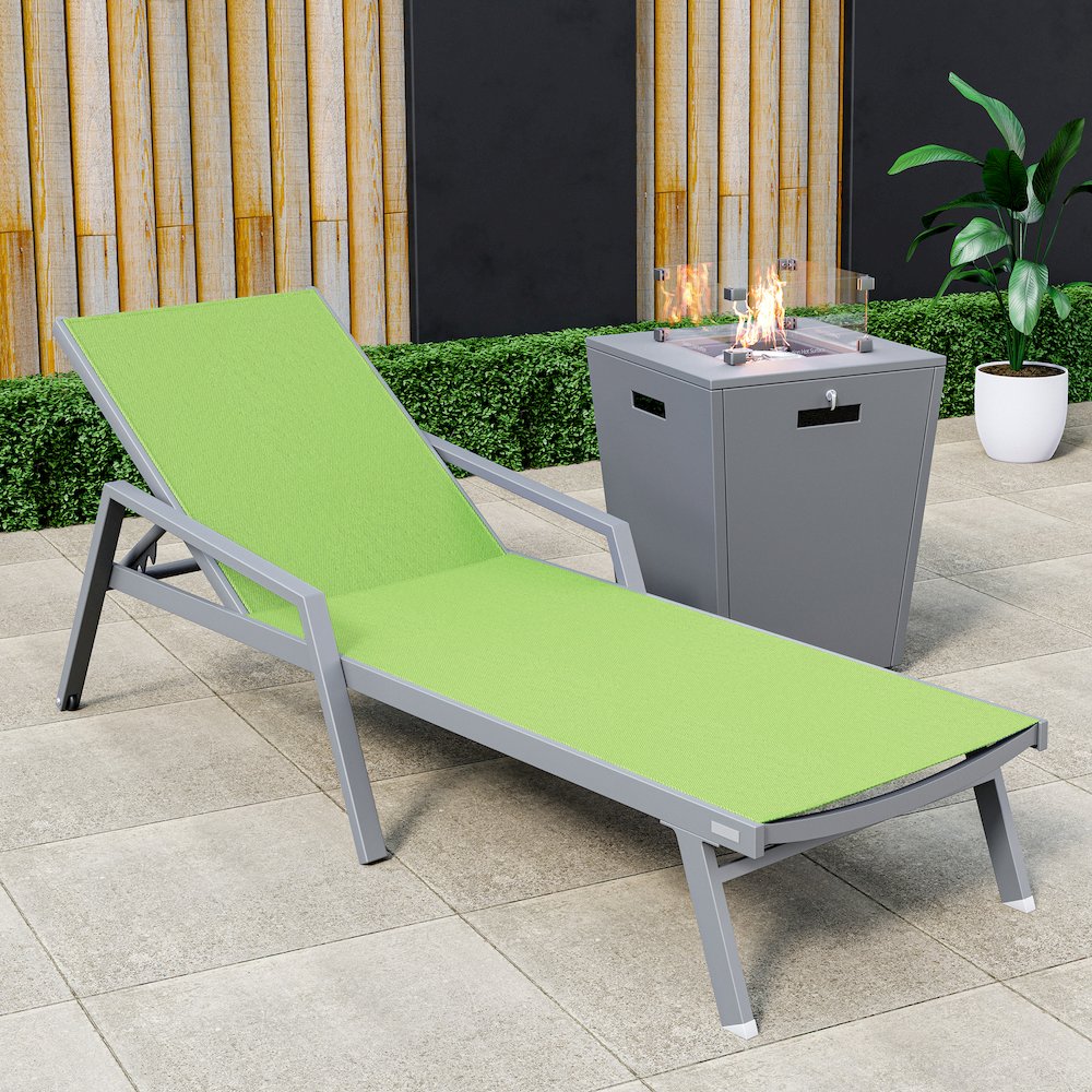 Marlin Modern Grey Aluminum Outdoor Patio Chaise Lounge Chair. Picture 7