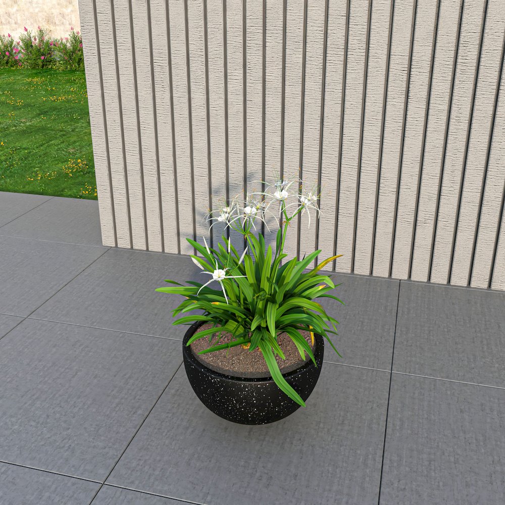 Iris Fiberstone Planter in Black 7 Dia. Picture 6