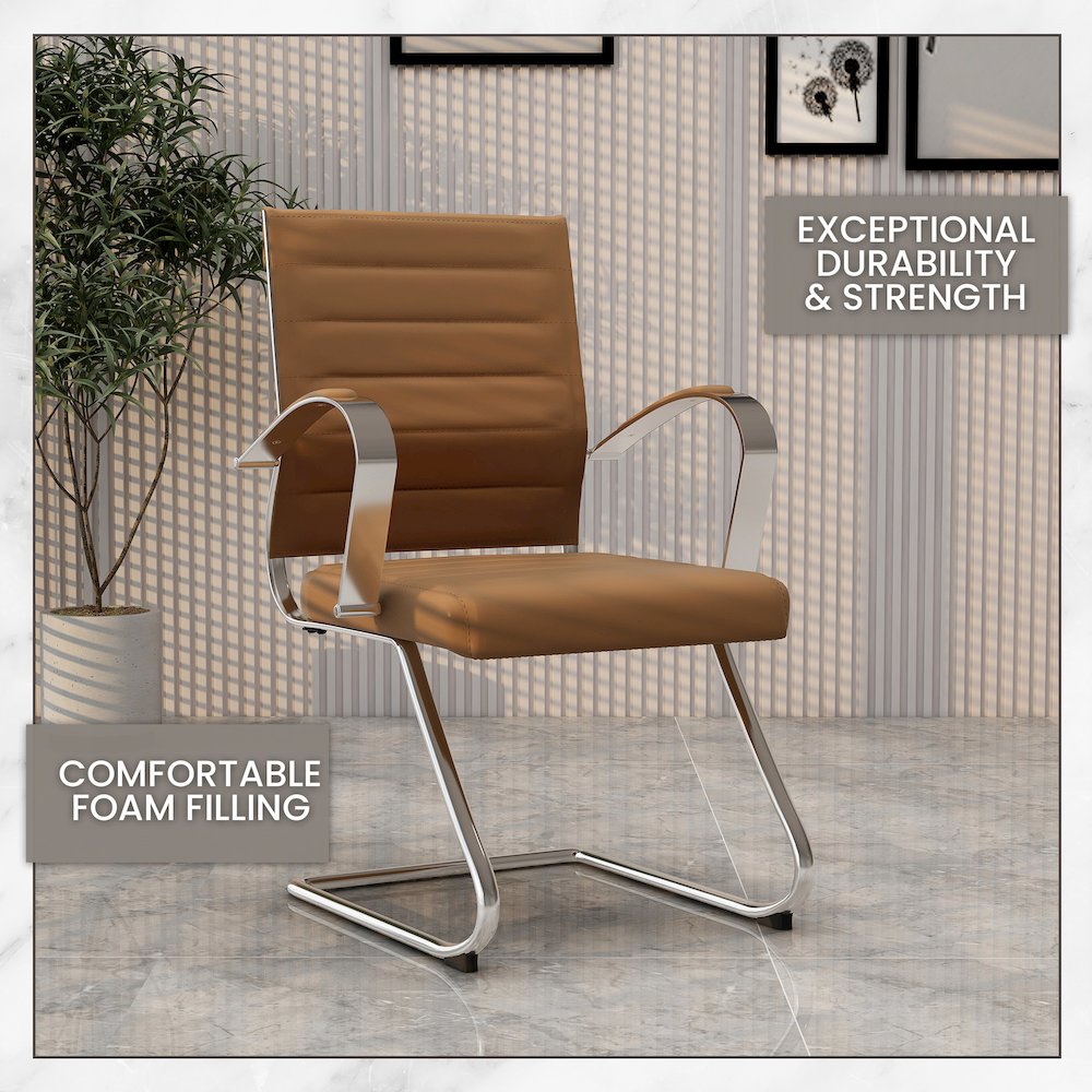 Benmar Home Leather Guest Office Chair in Charcoal. Picture 314