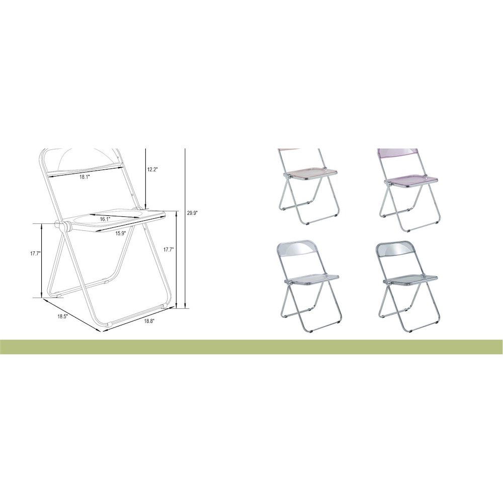 Lawrence Acrylic Folding Chair With Metal Frame. Picture 23