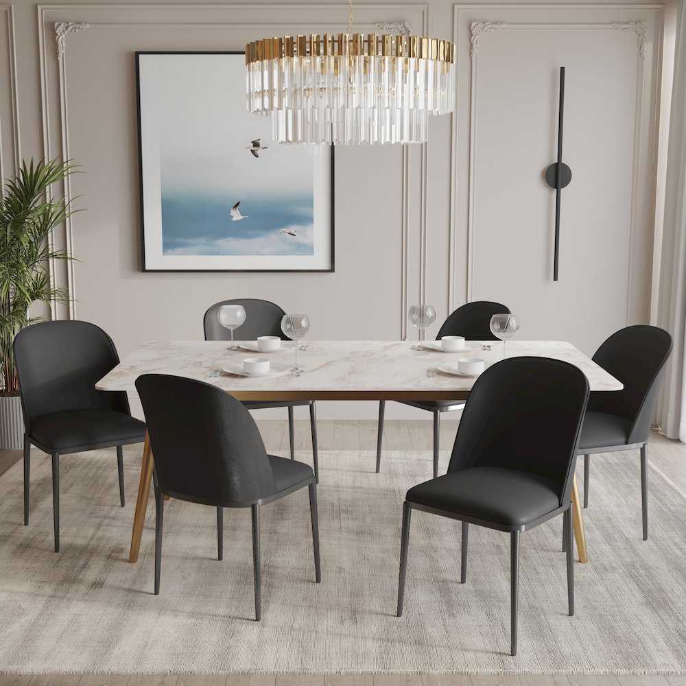 Zayle 7-Piece Dining Set with 55" Rectangular Dining Table in Black/Black. Picture 2