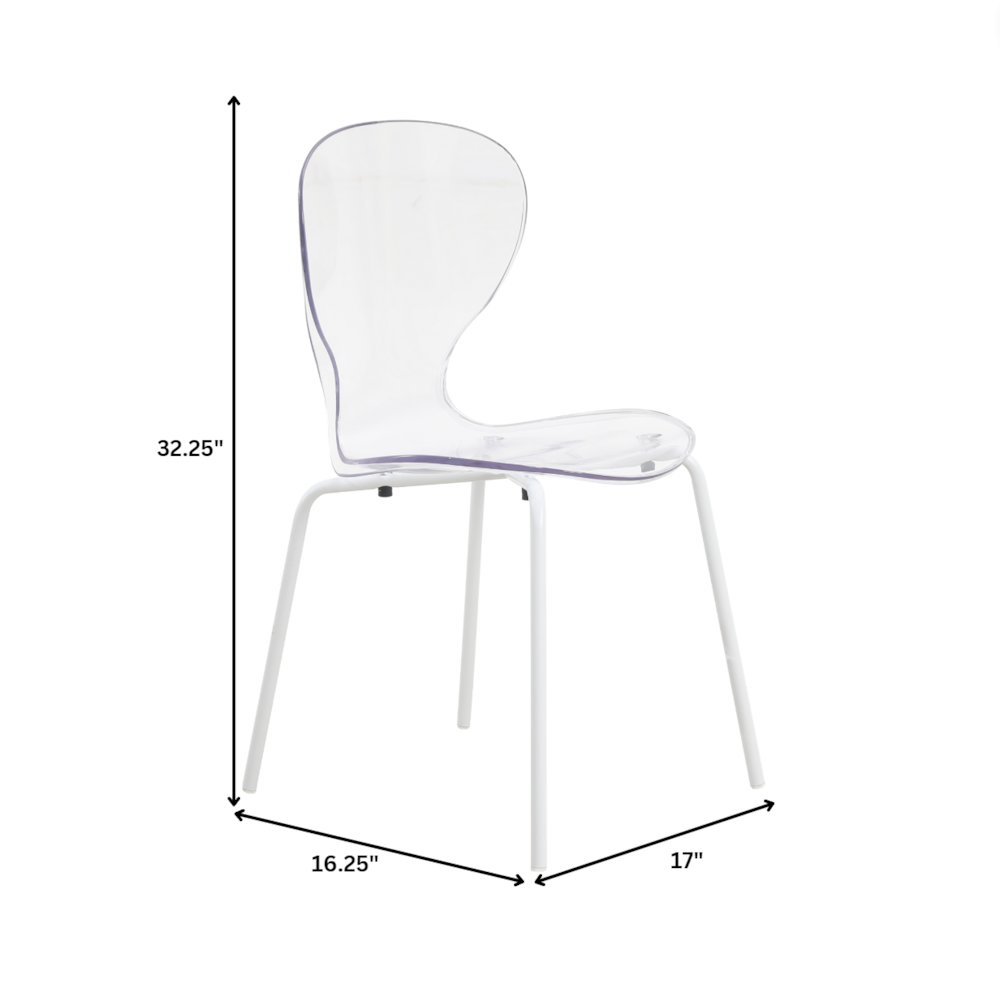 Modern Oyster Transparent Side Chair in White Base. Picture 1