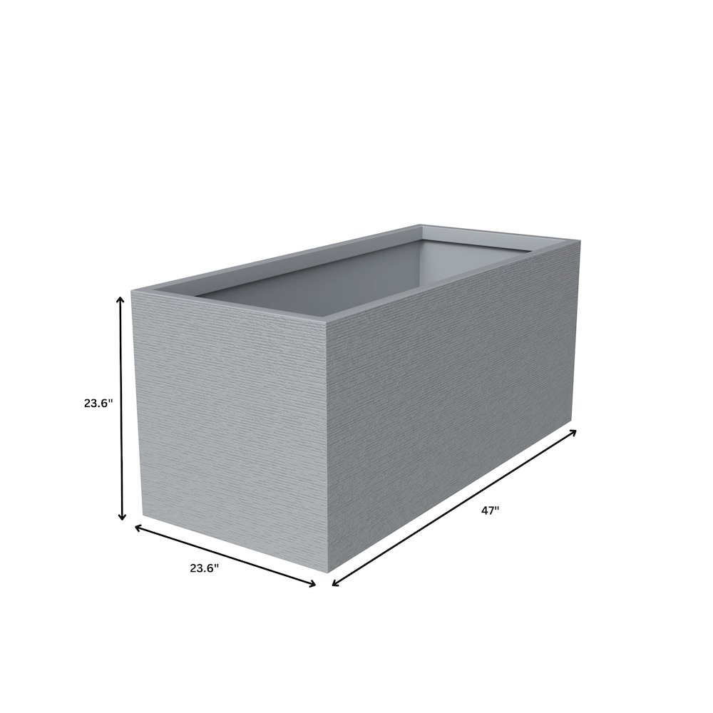 Flora Series Rectangle Poly Stone Planter in Grey 23.6 x 23.6, 47.2 Long. Picture 14