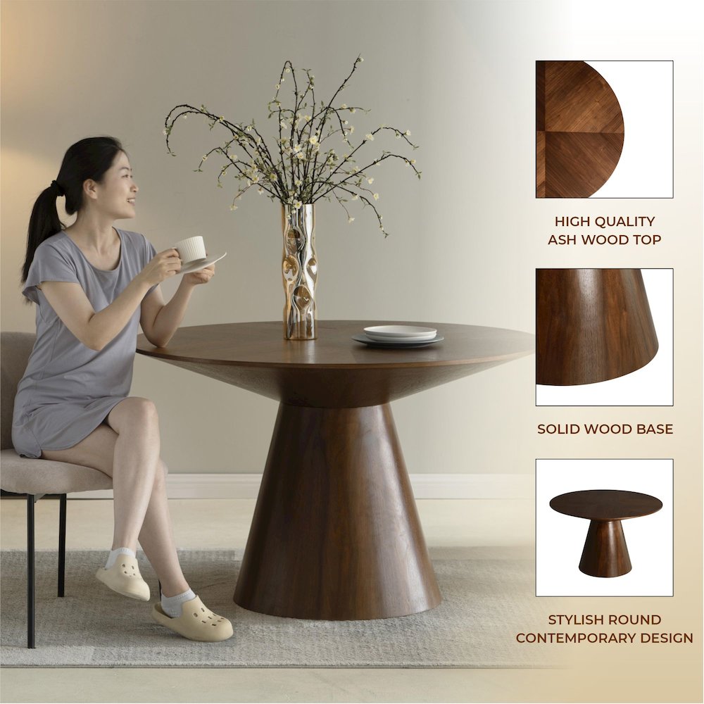 Fynix Collection Modern Dining Table In walnut. Picture 2
