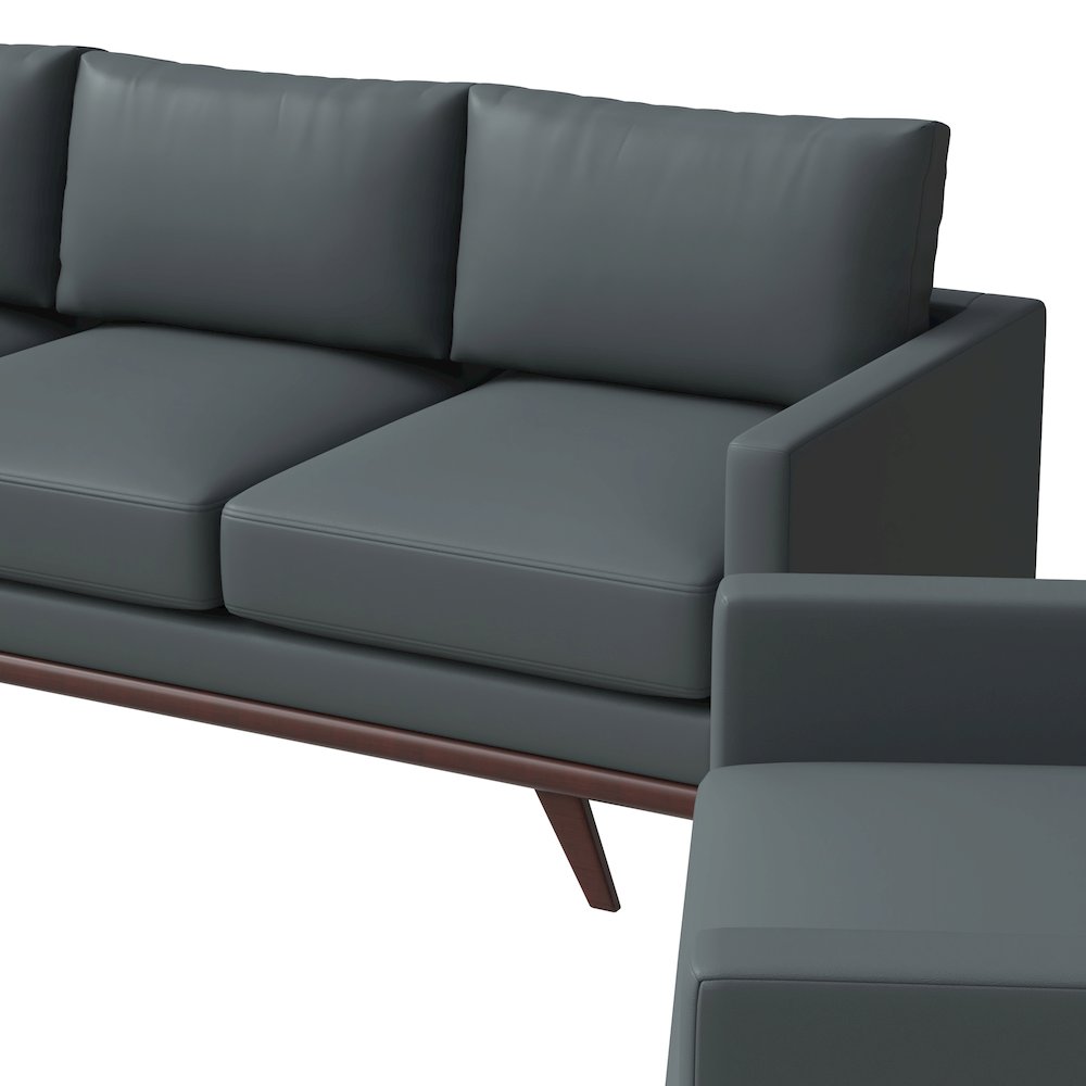Chester 3-Piece Leather Living Room Sofa Set with Birch Wood Base Grey. Picture 7