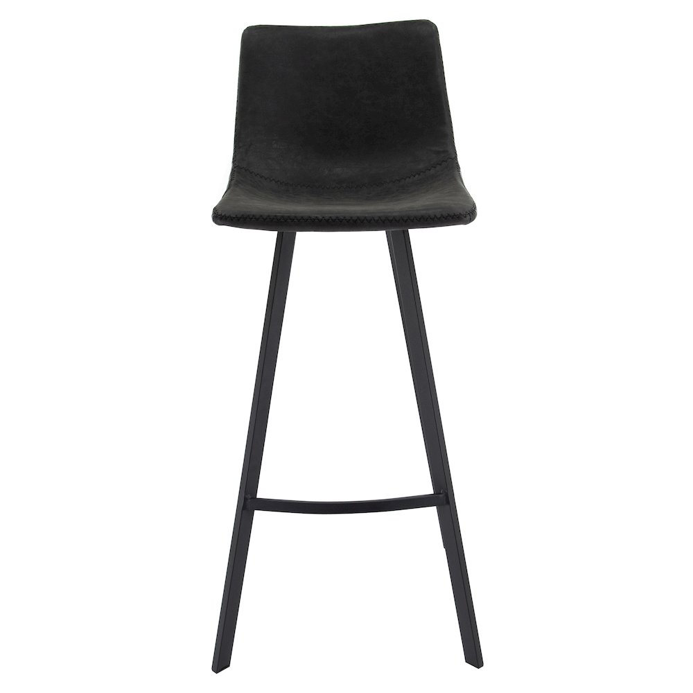 Elland Modern Upholstered Leather Bar Stool With Iron Legs & Footrest. Picture 3