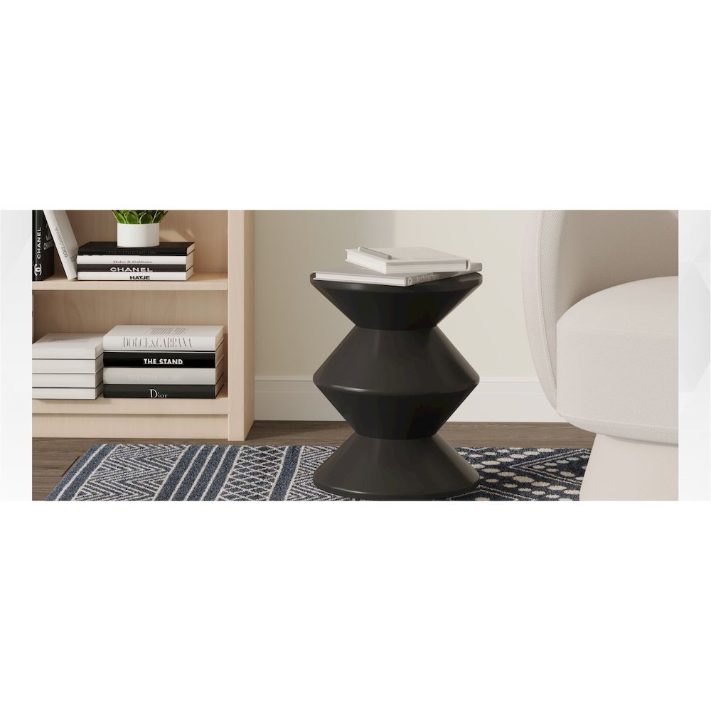 Aura Modern Plastic Side End Table, Indoor/Outdoor Use, Black. Picture 27
